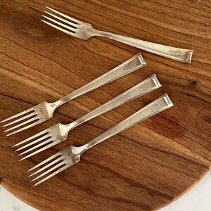 4 Silver Fork Bruckmann 90 sterling silver plated art deco w monogram antique
